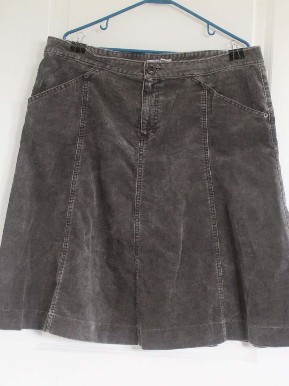 Vintage 90s Gap Womens A-Line Mini Skirt Size 16 Gray/Black Corduroy Sporty